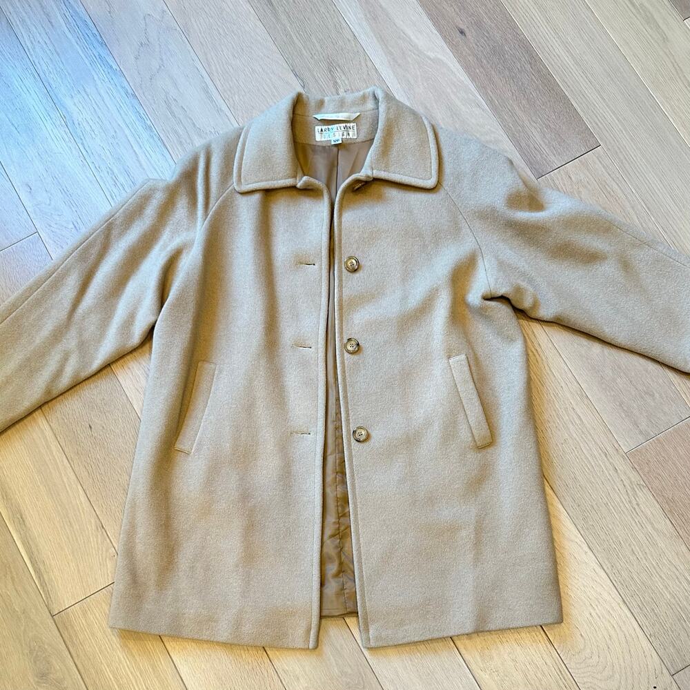 Larry Levine 100% Camel Hair Coat – Women’s Tan Pea Coat, Italian Fabric - Picture 2 of 12